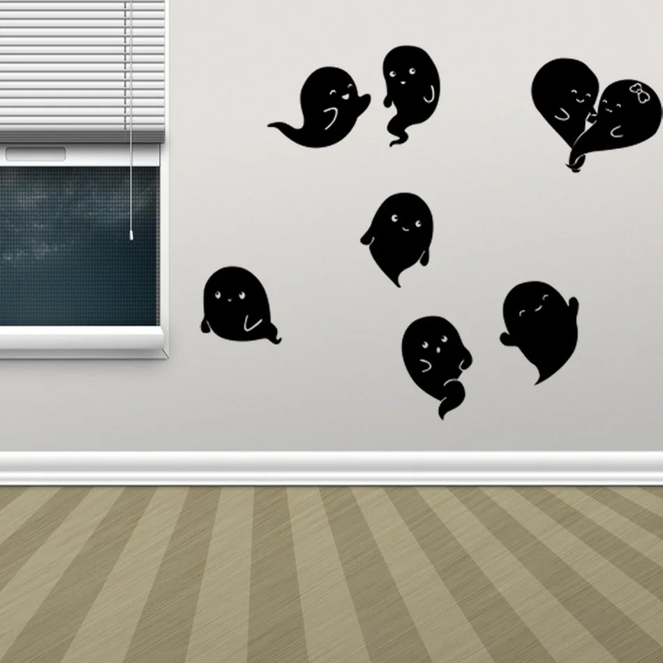 Дешевые наклейки на стену Хэллоуин Мультяшные милые привидения большая
