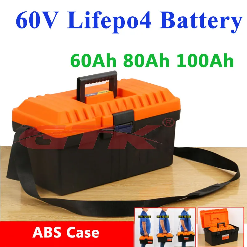 Портативный 60 в А · ч 80 100 LiFepo4 аккумулятор для мотоциклов колес уличный