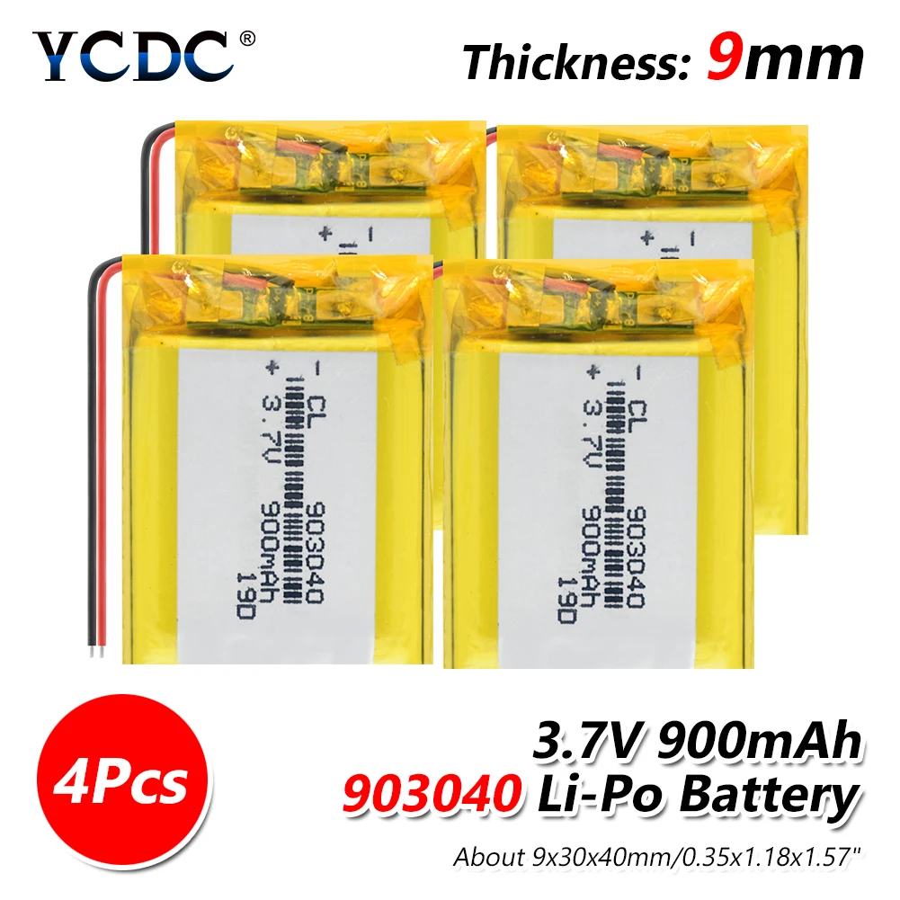3 7 v 903040 900mAh полимерная литиевая батарея литий ионная аккумуляторная с печатной