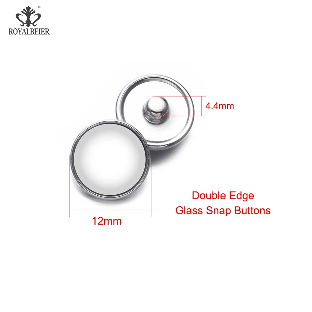 6pcs12mm Double Edge ROYALBEIER Новые Пользовательские 6 шт./лот 12 мм/18 мм/20 мм стеклянные кнопки Шарм пользовательские запонки просто отправить ваши фотографии подходят оснастки ювелирные изделия - Окраска металла: 6pcs12mm Double Edge