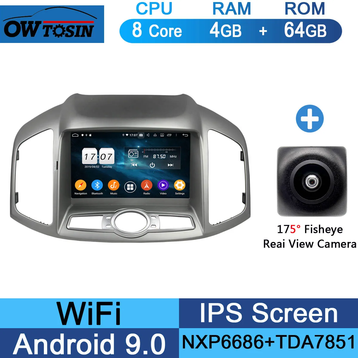 64G Fisheye Camera " ips 1920*1080 8 Core 4G ram+ 64G rom Android 9,0 автомобильный dvd-плеер для Chevrolet Captiva 2011- DSP радио gps Parrot BT Adas - Цвет: 64G Fisheye Camera
