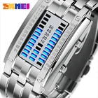 Часы SKMEI электронные светодиодные, креативные цифровые водонепроницаемые с двоичным браслетом из нержавеющей стали для мужчин и женщин, 0926 светодиодов