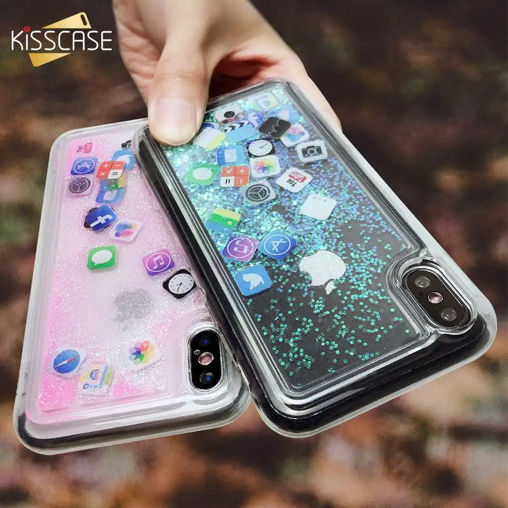 KISSCASE Блестящий жидкий зыбучий песок чехол для телефона Apple iPhone 11 2019 X XR XS