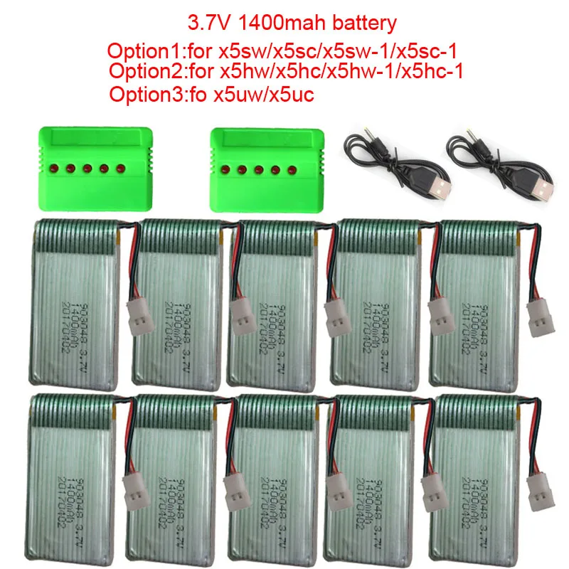 

Lamsam 3.7V 1400mAh LiPo Battery for SYMA X5SC X5SW X5HW X5HC X5UW x5uc battery with Charger RC Drone 3.7 V 1400 mah Spare parts