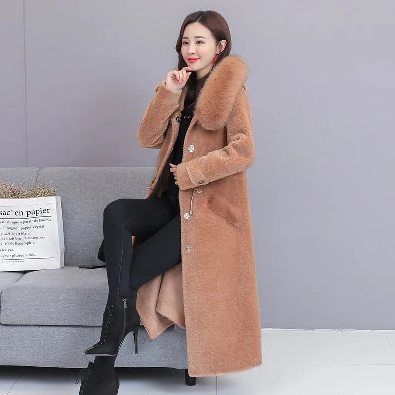 2018 Новый Для женщин На зимнем меху пальто овец стриженая шерстяные Двусторонний