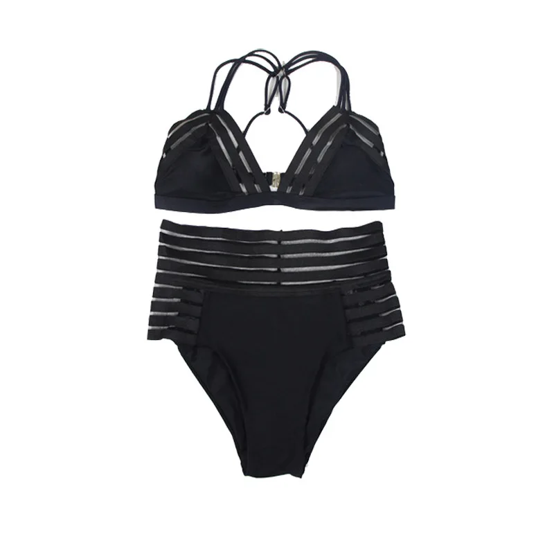 Женский сетчатый раздельный купальник с высокой талией европейский и