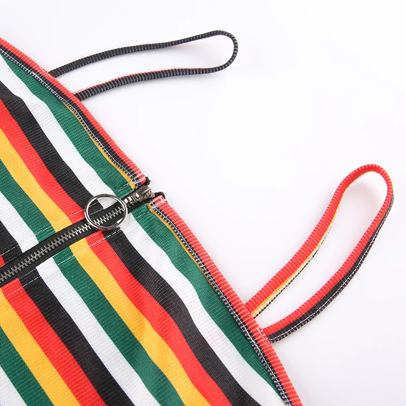 Cute Rainbow Stripes Printed Sexy Women Crop Tops Zipper Harajuku Camis Tops Backless Summer Tops Hot Holiday Cuteandpsycho