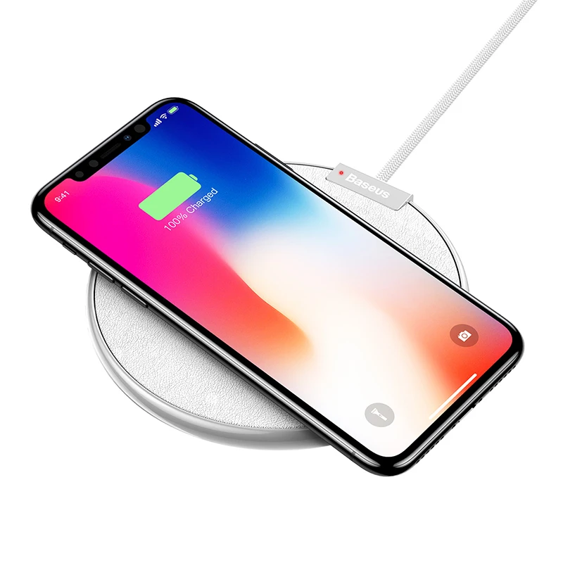 Беспроводное зарядное устройство Baseus из кожи Qi для iPhone 11 Pro Xs Max X samsung Note 10 S10 Xiaomi Mi 9 Быстрая Беспроводная зарядка - Цвет: Белый