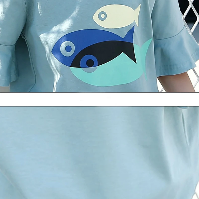 Девушки Тройники Рыба Печатный Топы Детские Летние Футболки Одежда Дети Женский