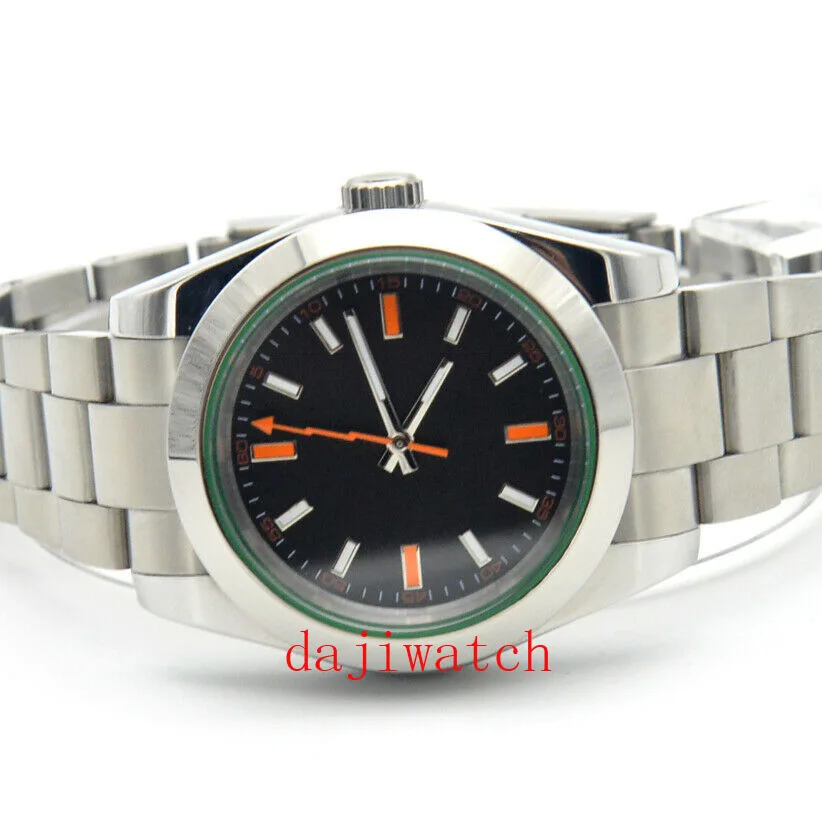 Мужские автоматические светящиеся часы Parnis 40 мм черный циферблат дата оранжевая