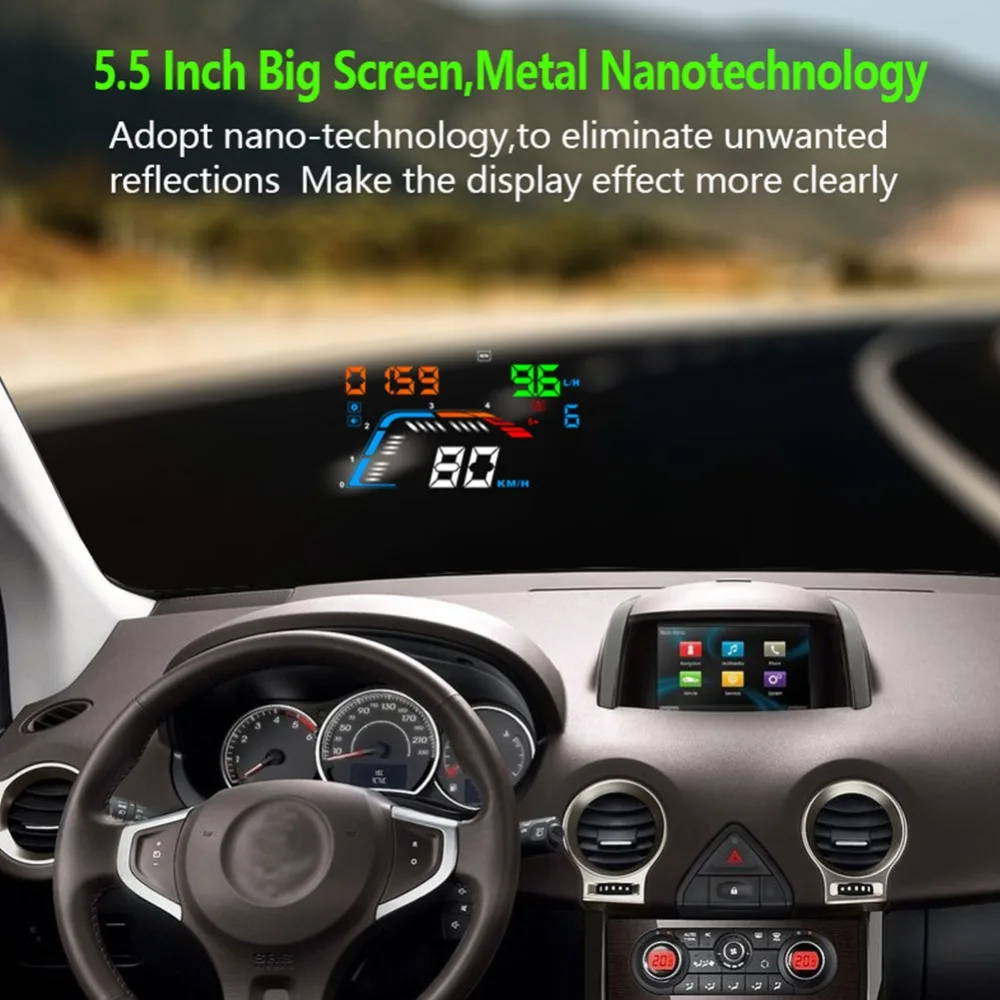 5,5 ''OBDII Автомобильный HUD OBD2 порт дисплей на лобовое стекло Q700 Спидометр проектор автомобиля hud Дисплей на лобовое стекло a100 hud