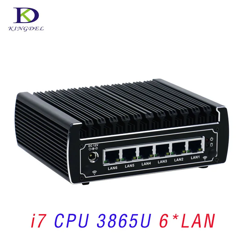 Kingdel 6*LAN Mini PC Intel 7th Gen Kaby i3 7100U Plam PC Celeron 3865U Micro Desktop Computer Fanless Nettop 1*COM HTPC