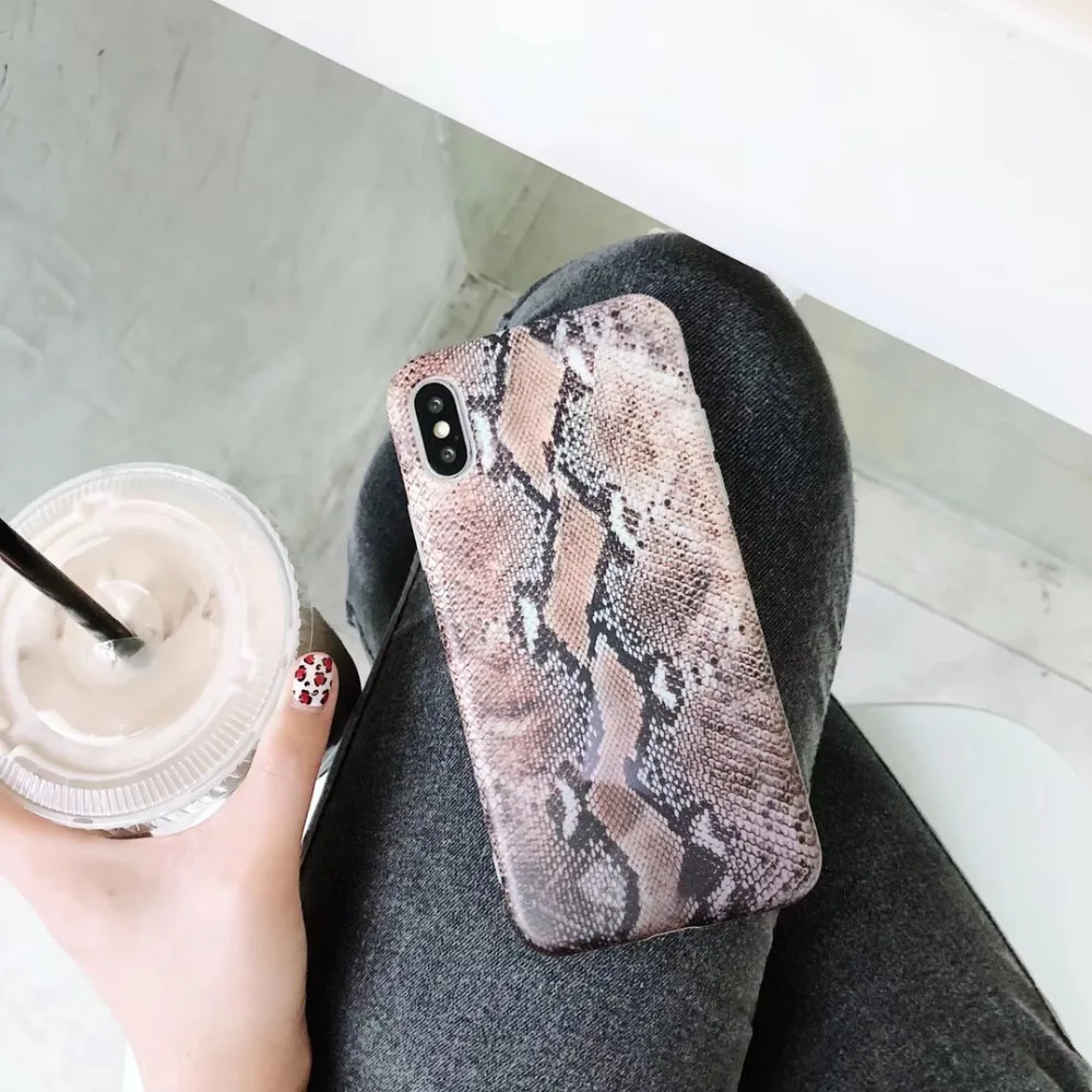 Fashion INS Snake Skin Texture Photo Matte IMD Soft TPU Phone Case For Apple iPhone X XS Max Xr 7 8 6 6s Plus Coque Cover Fundas |