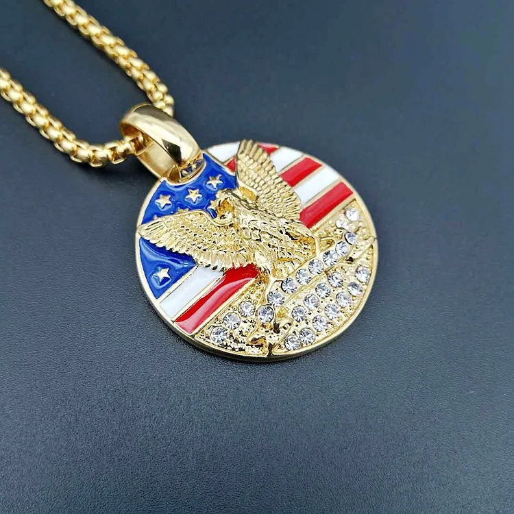 Титановая краска Орел ожерелье Американский национальный кулон в форме Флага