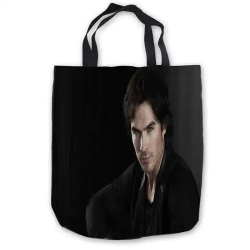 Изготовленные на заказ холщовые Сумки Nina-Dobrev-Ian-Somerhalder-(1) ручные сумки для покупок