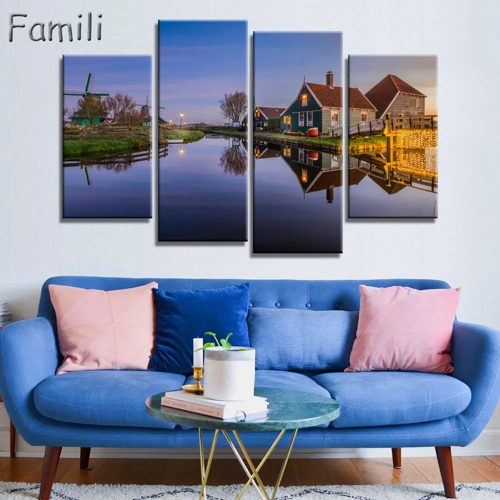 4 шт. пейзаж фотографии холст Художественная печать постер настенные для