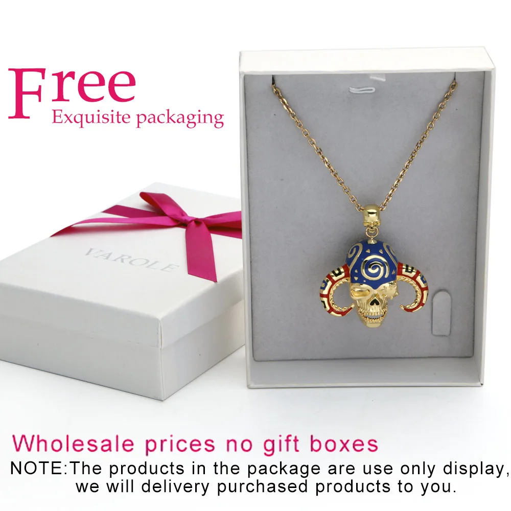 

VAROLE Collares Necklace Women Enamel 3D 3D hollowing Skeleton Necklaces & Pendants Vintage Choker Statement Necklace Collier