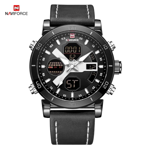 B W B Бренд NAVIFORCE мужские часы Аналоговые кварцевые наручные часы водонепроницаемые мужские часы Отображение даты Relojes Para Hombre часы с двумя дисплеями - Цвет: B W B