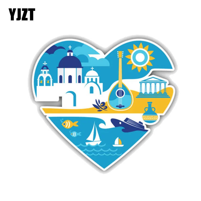 YJZT 12 7 см * 13 8 мультфильм я люблю Грецию путешествия сердце ПВХ мотоцикл стикер
