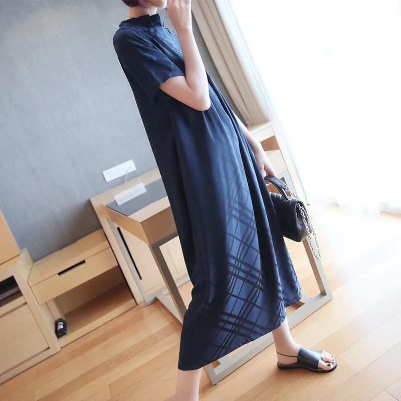 

Fashion short-sleeved chiffon dress ladies large size temperament long section foreign trade summer 2019 new