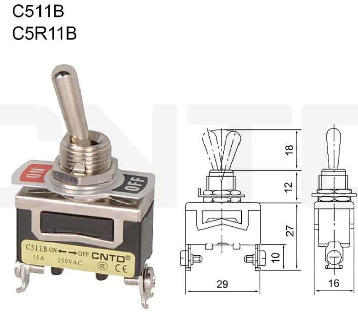 

Однополюсный мини-переключатель C511B C5R11B 15A 250VAC
