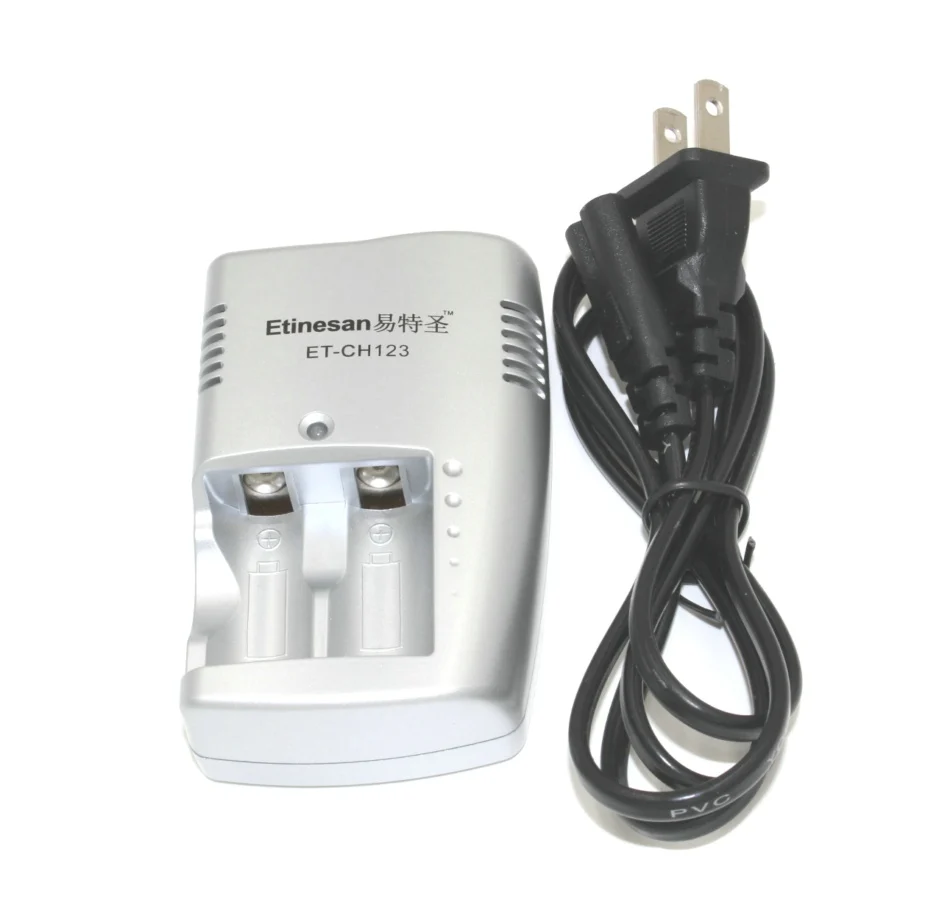 4pcs CR123A 1350mAh 3v Li-ion Battery Rechargeable Etinesan Batteries + 123A Charger |