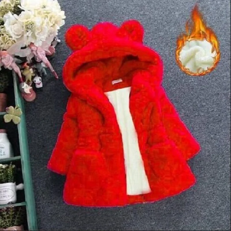 2019 Winter Baby Girl Jackets Outerwear Et Velour Fabric Garment Lovely Coat Plus Velvet Thickening Rabbit Ears Sweater Snowsuit |