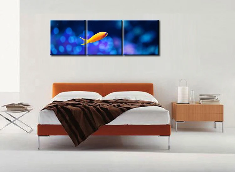 3 шт. wall art фотографии желтые Рыба животное холст картины для детей украшение
