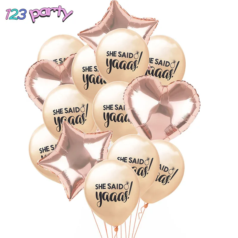 14 шт смешанный шар цвета розового золота конфетти воздушные шары она сказала Yaaas
