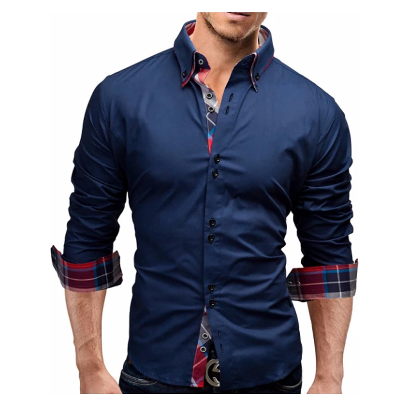 Мужская рубашка 2018 весна новый бренд бизнес Slim Fit платье мужская с длинным