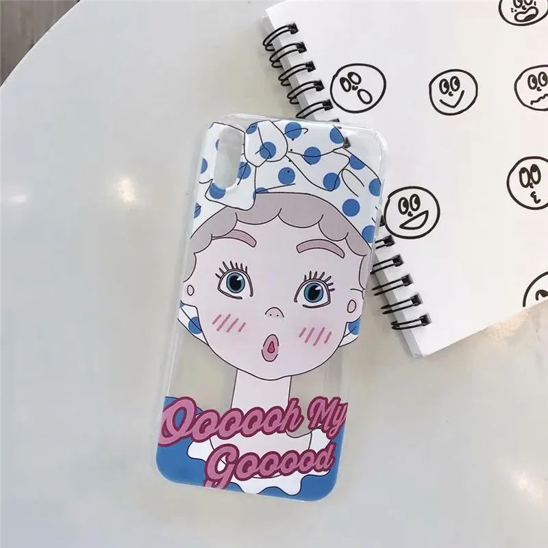 Cartoon Cute Girl TPU Silicone Phone Cases For iPhone X XS MAX XR Soft Back Cover Case 8 7 6 6s Plus Shell |
