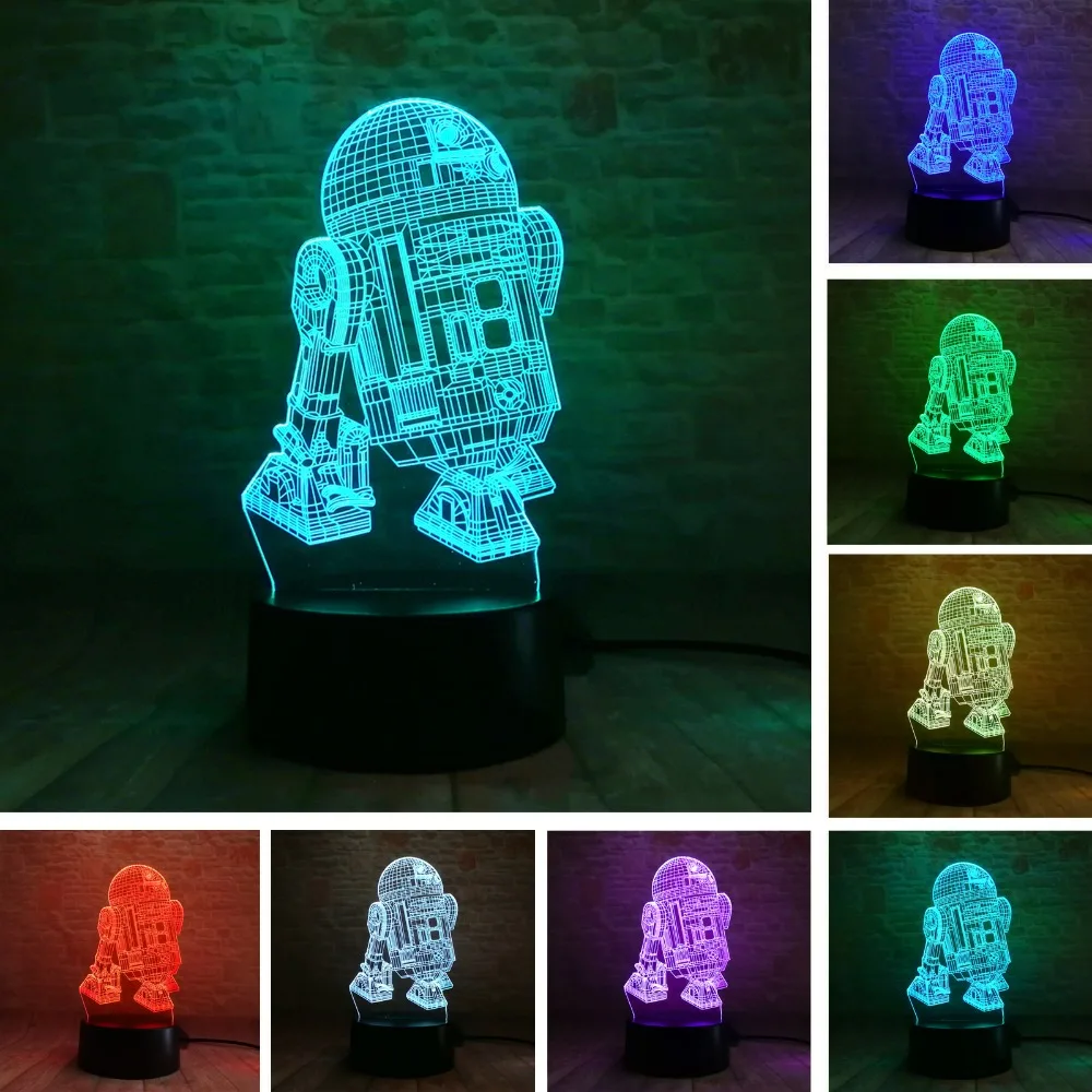 Звездные войны легенды робот R2D2 B 3D 7 цветов градиентный Ночной светильник