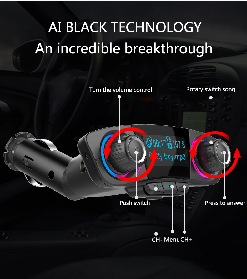Автомобильный Aux модулятор Bluetooth Handsfree fm-передатчик MP3-плеер двойной USB зарядное устройство TF карта U диск Hands Free автомобильный комплект