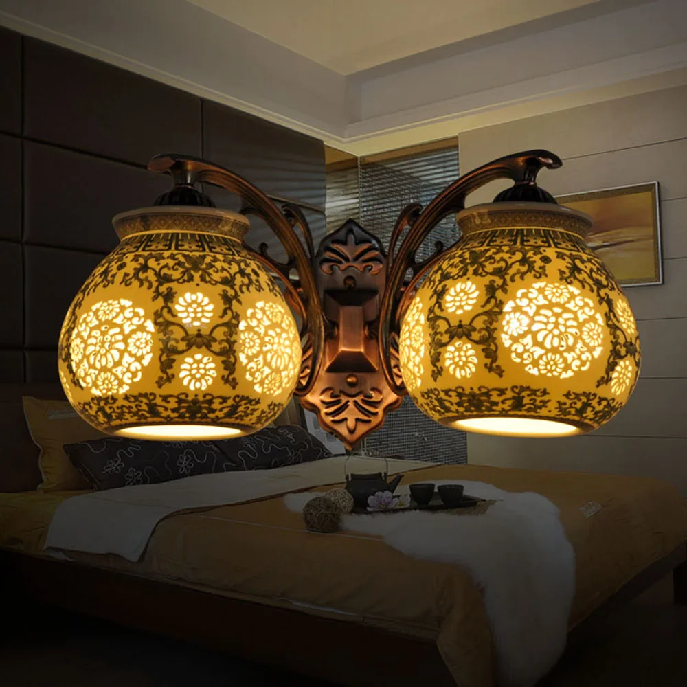 Керамические настенные светильники в китайском стиле ретро 220 В для лофта