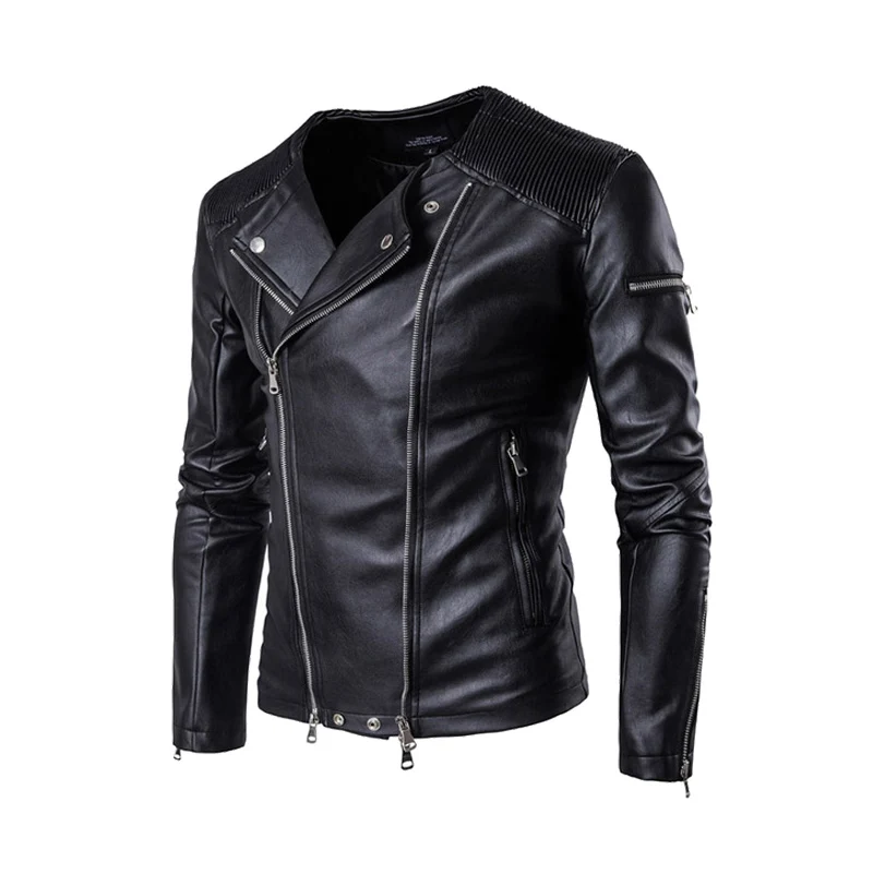 B001 Black HEROBIKER мотоциклетная куртка из искусственной кожи Мужская винтажная Ретро мото искусственная Панк кожаные куртки одежда для мотоцикла пальто приталенный Размер - Цвет: B001 Black