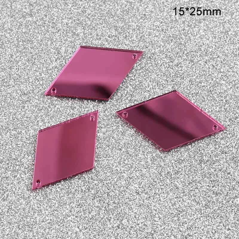 15x25mm Розовое/Розовое зеркало, акриловое шитье, стразы, плоская спинка, пришить Камень 30 шт. для платья, аксессуар для одежды Сделай Сам формы смешивания - Цвет: 15x25mm