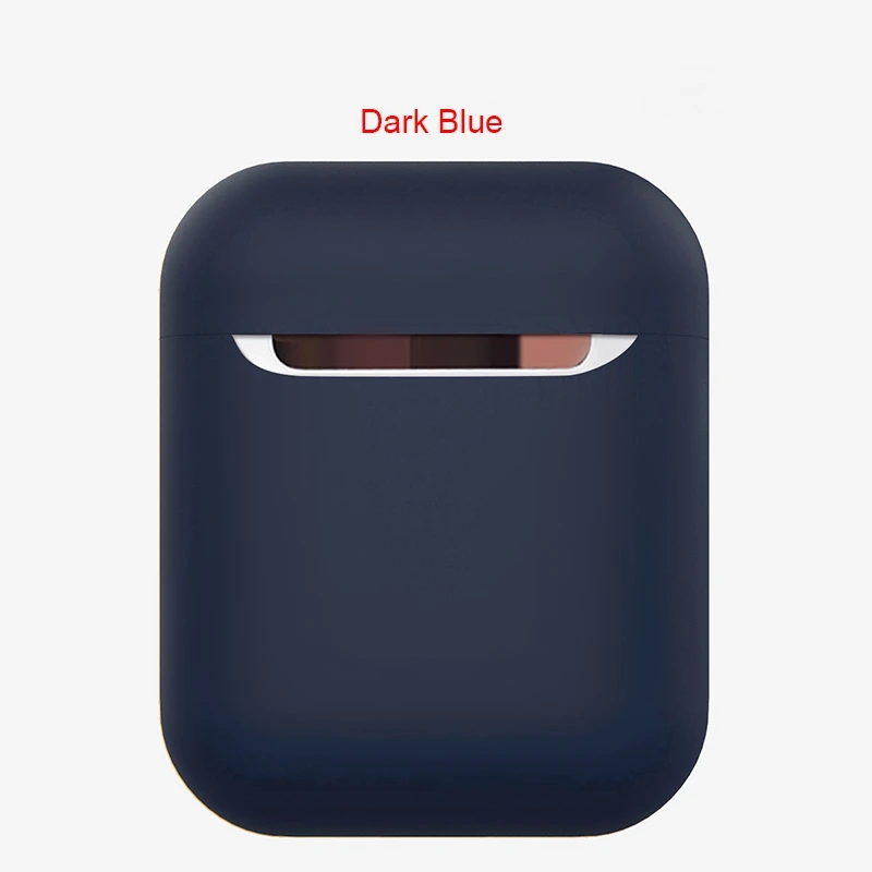 Dark Blue Мягкий гибкий жидкий силиконовый чехол для наушников для Airpods 1 2 с пылезащитной заглушкой противоударный защитный чехол для наушников для Airpods - Цвет: Dark Blue
