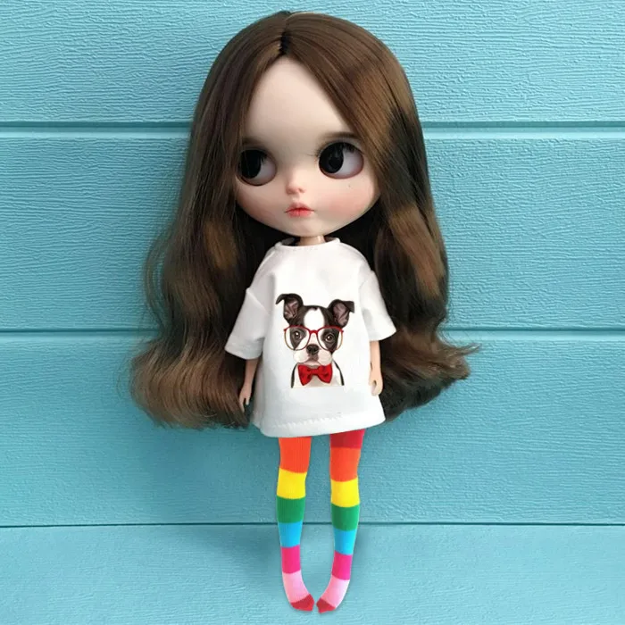 2 шт./компл. 30 см Blyth doll Одежда Мода футболка джинсы чулки носки для рубашки Барби 1/6