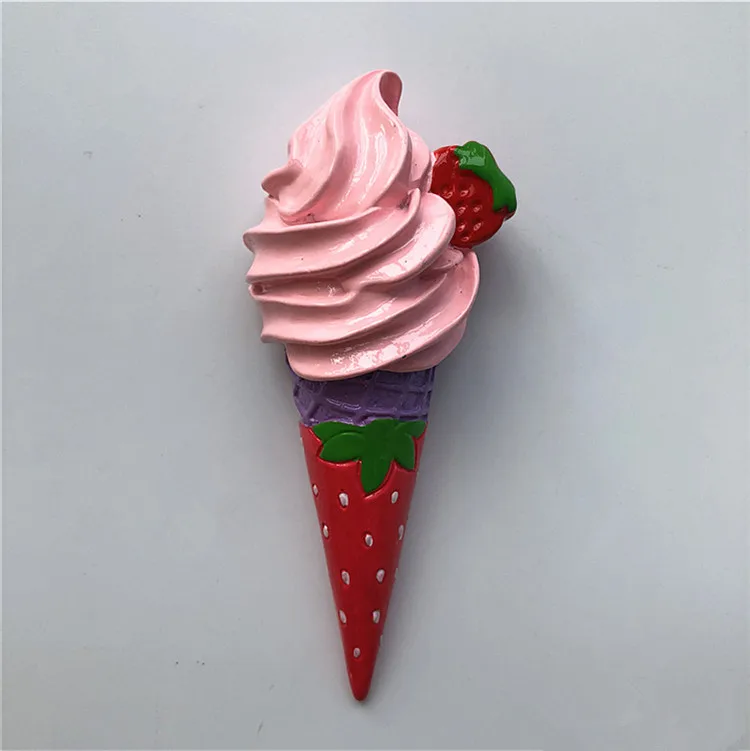 001 Новинка, ручная роспись, милый клубничный конус, мороженое, 3D магниты на холодильник, туристические сувениры, магнитные наклейки на холодильник, подарок - Цвет: 001