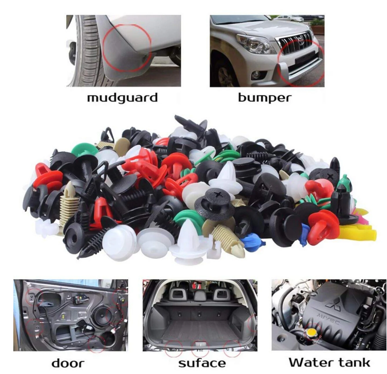 100pcs Universal Mixed Clips For BMW Mercedes Benz Toyota Ford Audi VW Nissan Lada Skoda Opel Volvo Saab | Автомобили и мотоциклы