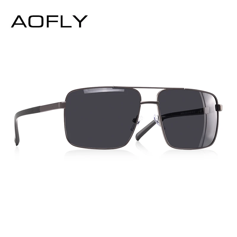 C2Matte Gun AOFLY дизайнерские оригинальные Брендовые мужские поляризованные солнцезащитные очки, металлические квадратные TR90 дужки, классические мужские солнцезащитные очки с защитой от солнца, UV400, чехол - Цвет линз: C2Matte Gun
