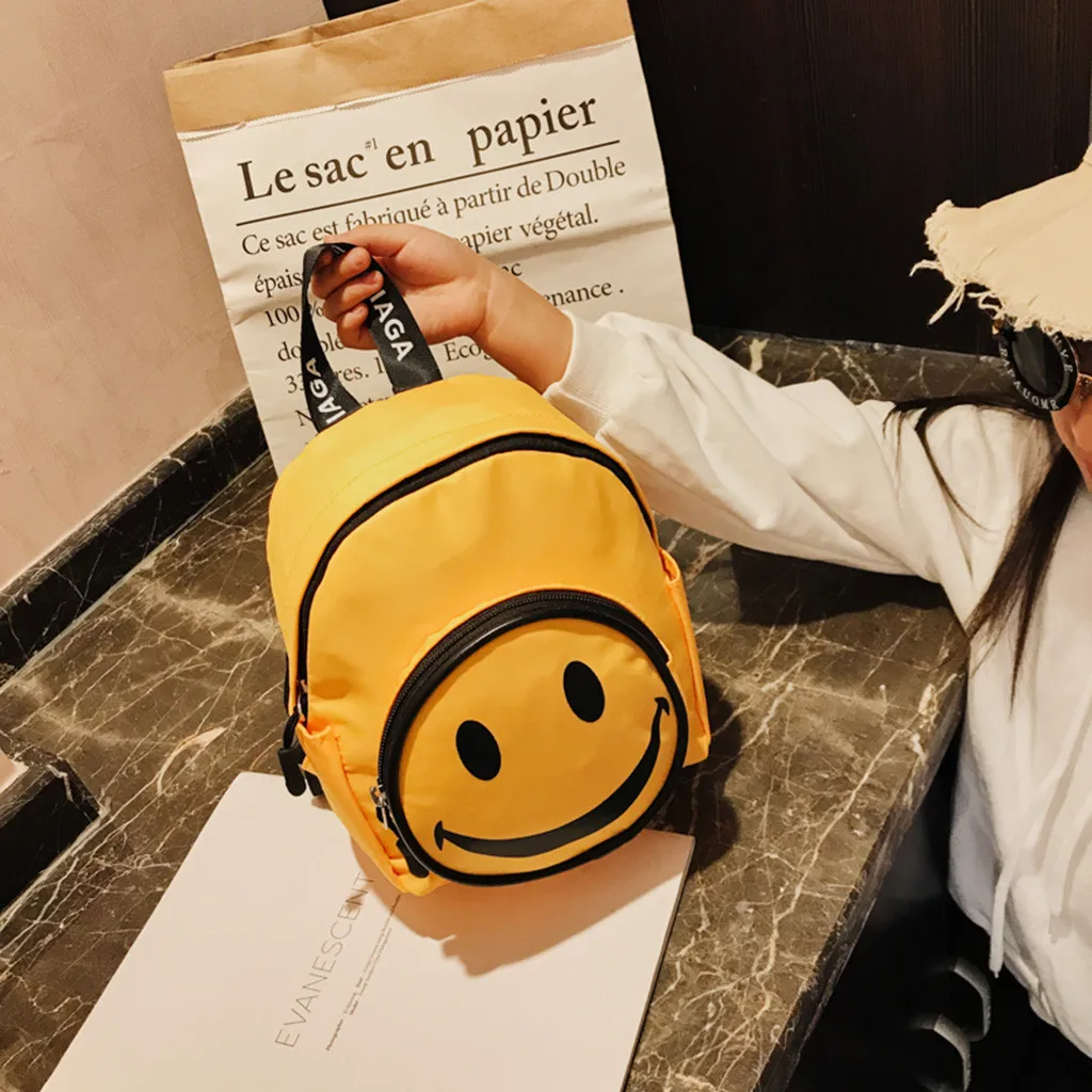 Модный детский школьный рюкзак для девочек 3D милые школьные сумки со смайликом