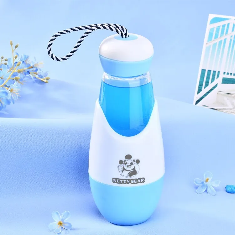 Медведь Детский мультфильм drop-устойчив удобство Стекло бутылка для воды студент воды подарки Открытый путешествия - Цвет: 2