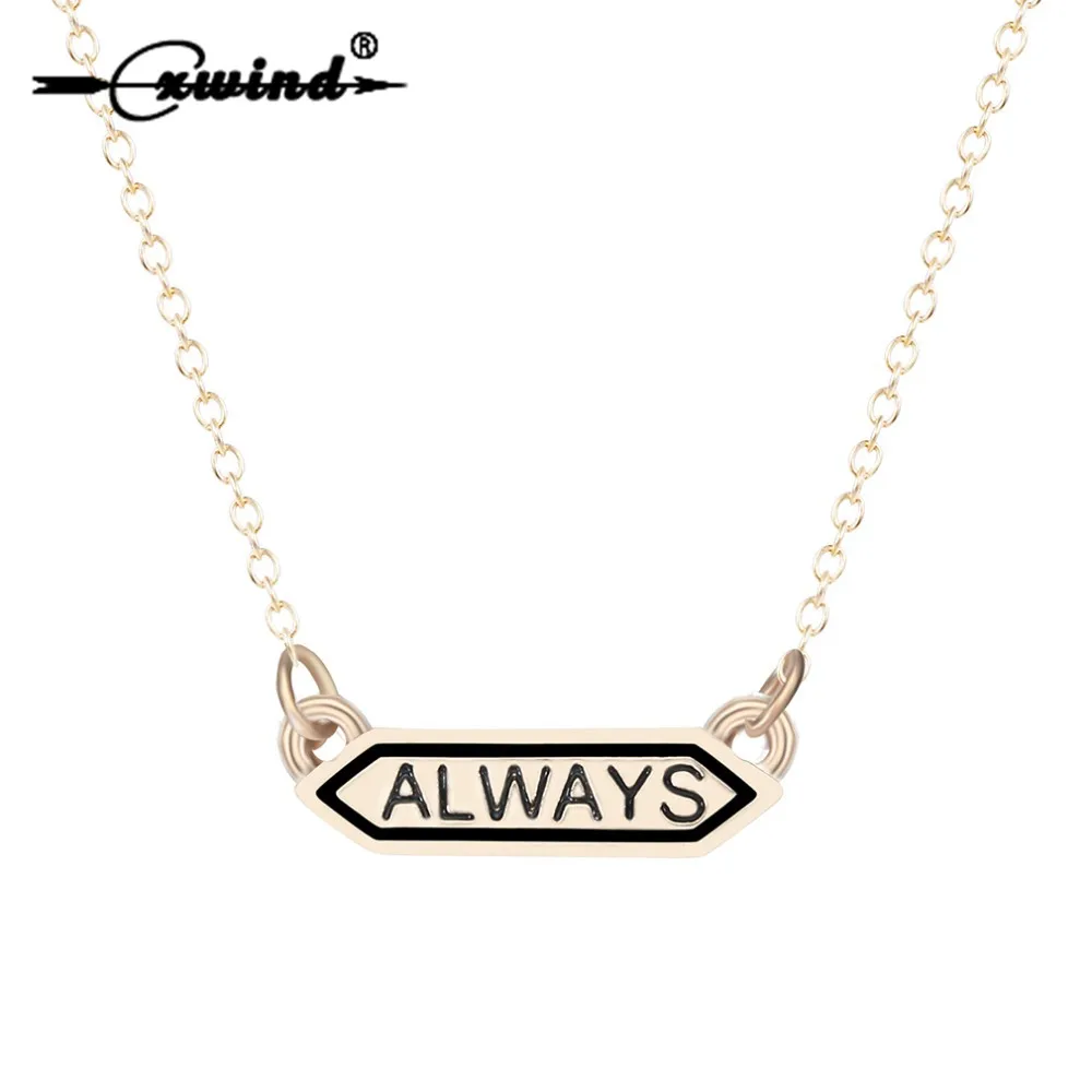 

Cxwind Letter Always Necklaces Collar Bijoux Statement Bar Necklace Pendant for Women Jewelry Wholesale collares 2019