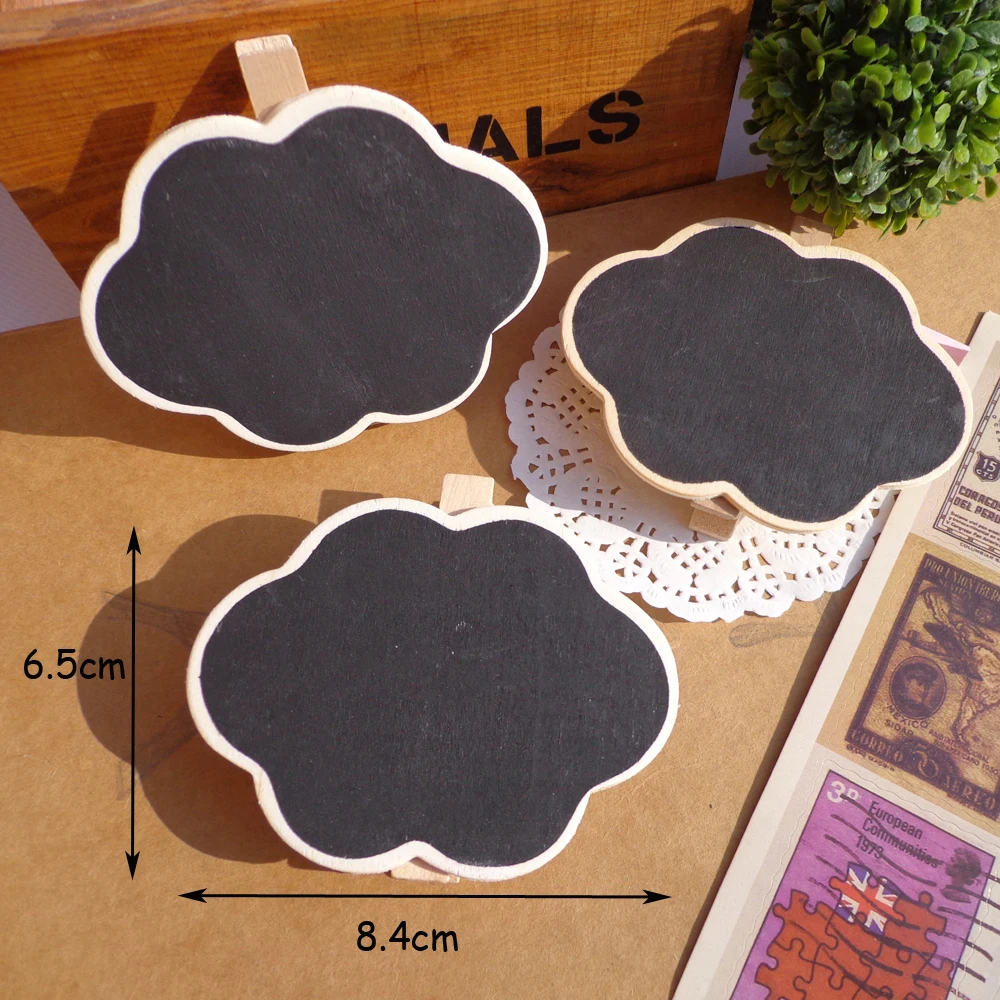 5pcs Cloud Shape Wooden Party Blackboard Clip Chalkboard Clips Gift Message Wood Cards Pegs for Decor | Дом и сад