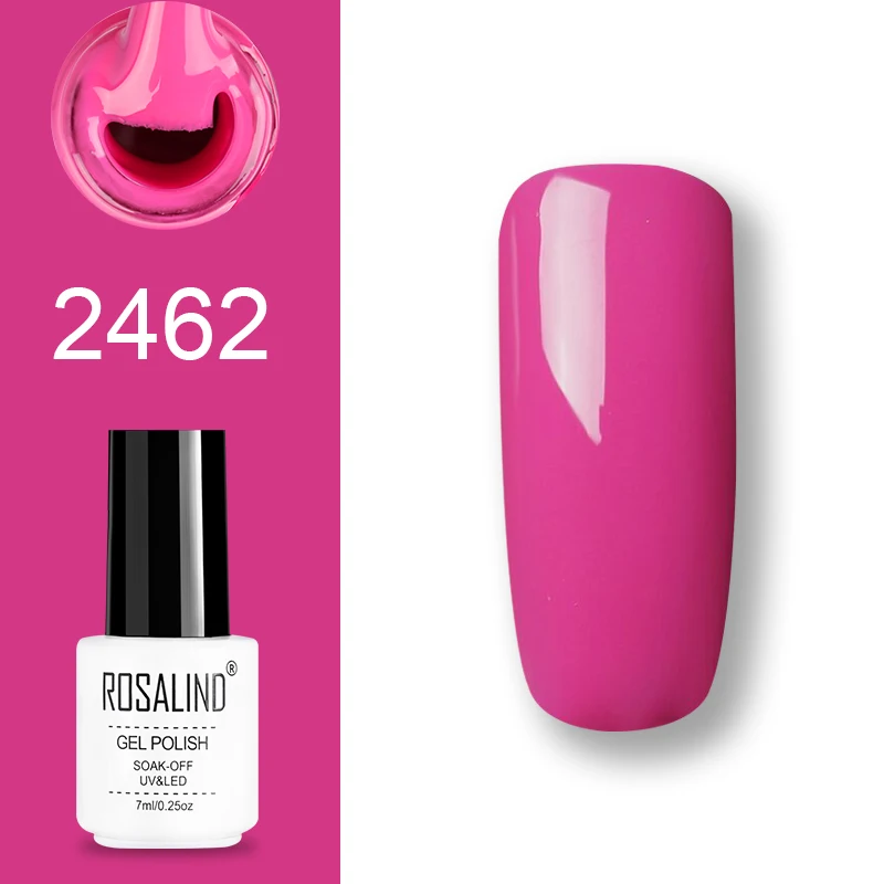 2462 ROSALIND набор гель-лаков UV Vernis полуперманентный праймер верхнее покрытие 7 мл полигель-лак для маникюра - Цвет: 2462
