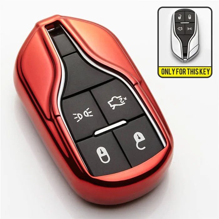 Red Only Case 6 Color Soft Car Key Ring Case For Maserati Levante Ghibli Quattroporte Granturismo Interior Accessories Car Smart Key Bag Cover - Название цвета: Red Only Case