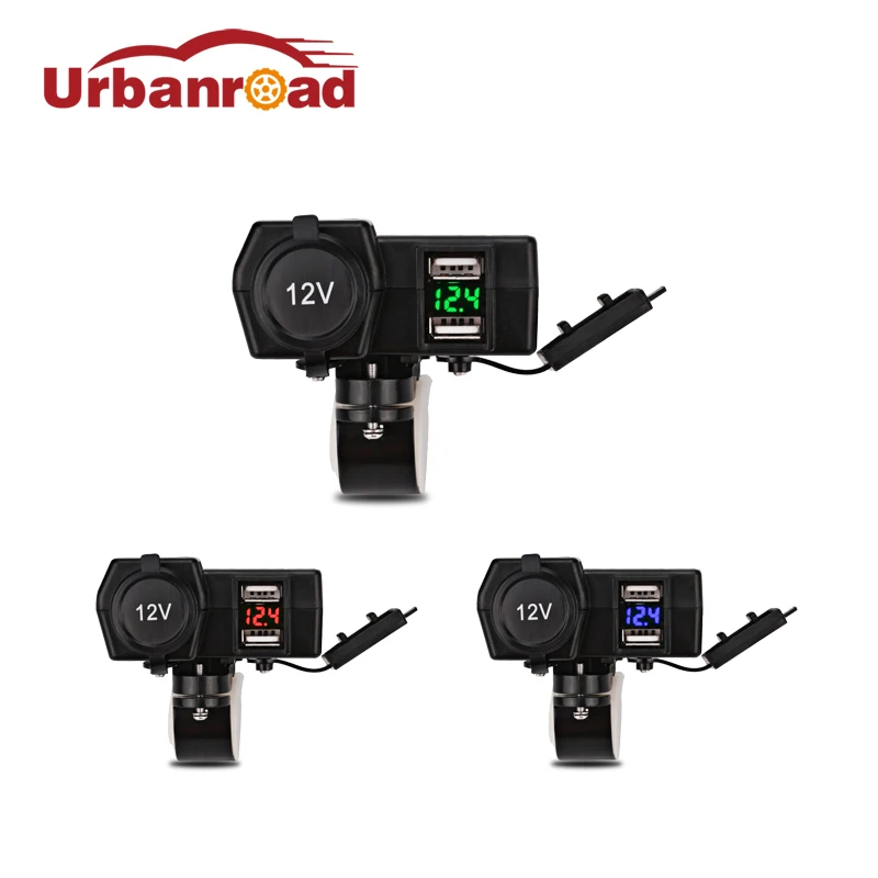

Dual USB Motorcycle Charger Waterproof Motorcycle USB Cigarette Lighter Power Socket Motorbike Motor USB Charger Voltmeter 12v