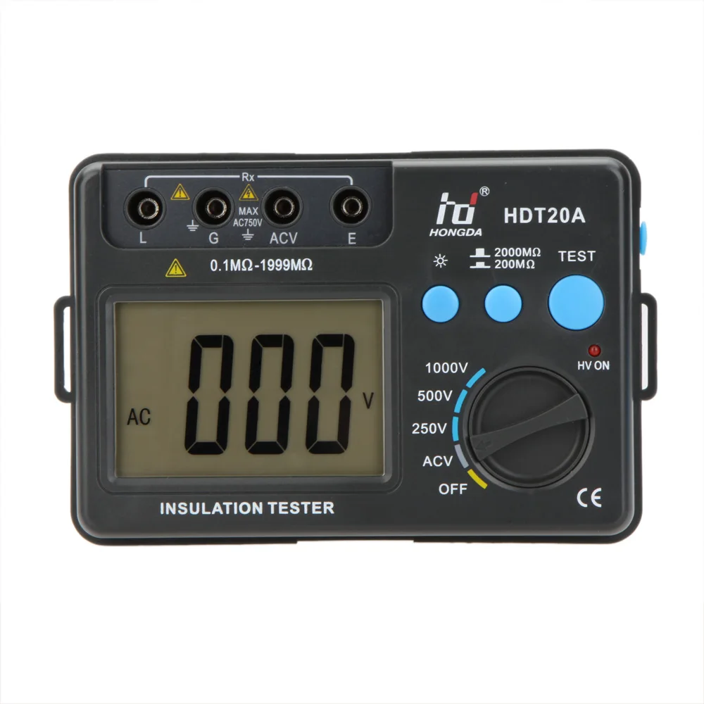 Измеритель сопротивления изоляции Мегаомметр вольтметр 1000V w/lcd подсветка