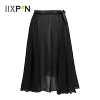 iixpin women ballet skirts sheer chiffon wrap over scarf skirt with waist tie ballet dance adult performance costume dance skirt